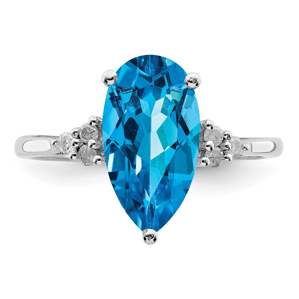 Sterling Silver Rhodium Blue Topaz & Diam. Ring