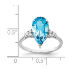 Sterling Silver Rhodium Blue Topaz & Diam. Ring