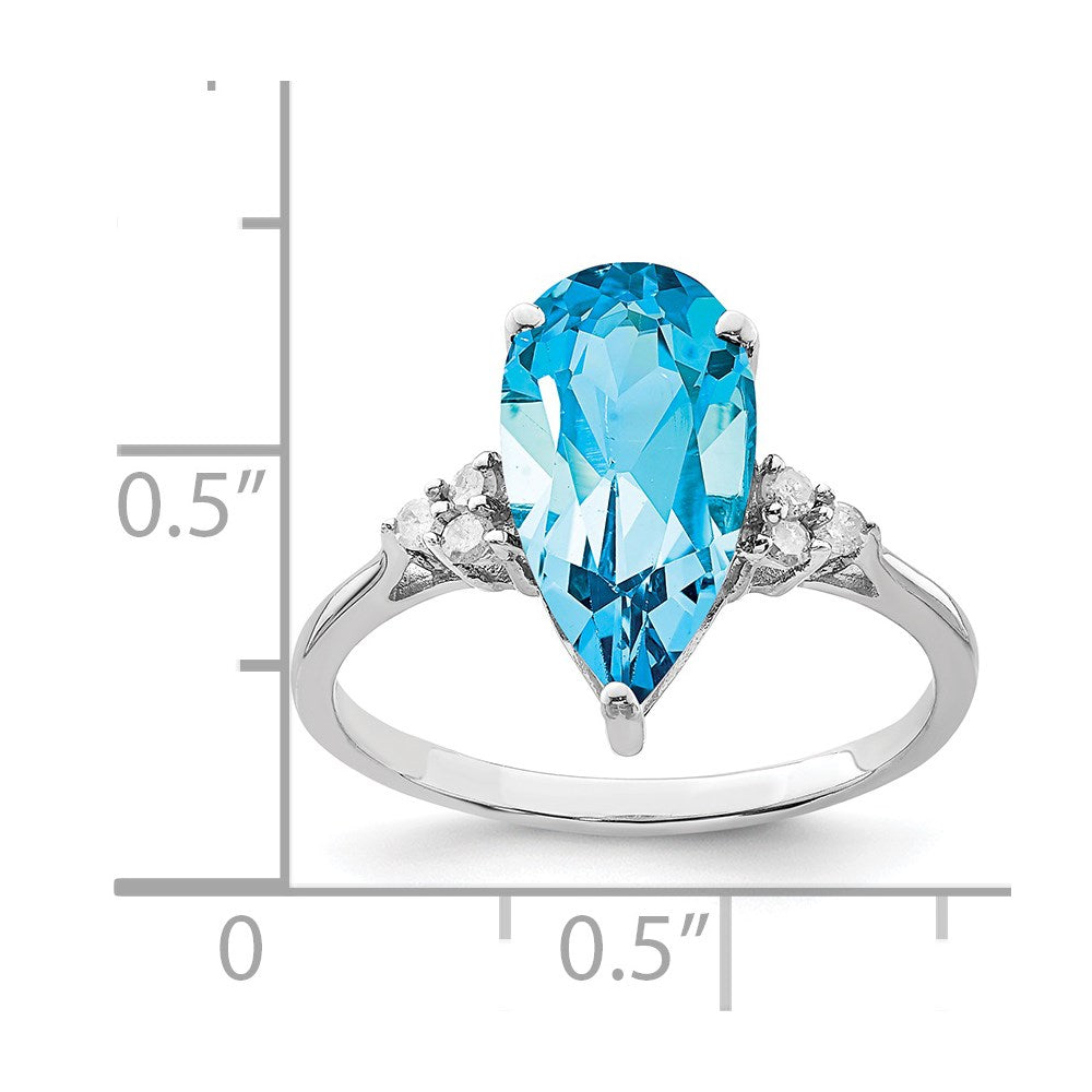 Sterling Silver Rhodium Blue Topaz & Diam. Ring