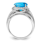 Sterling Silver Rhodium Blue Topaz Ring