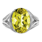 Sterling Silver Rhodium Lemon Quartz Ring