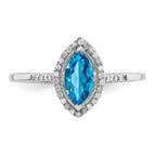 Sterling Silver Rhodium Blue Topaz & Diam. Ring
