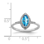 Sterling Silver Rhodium Blue Topaz & Diam. Ring