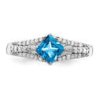 Sterling Silver Rhodium Blue Topaz & Diam. Ring