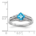 Sterling Silver Rhodium Blue Topaz & Diam. Ring