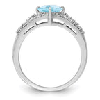 Sterling Silver Rhodium Diam. & Sky Blue Topaz Ring