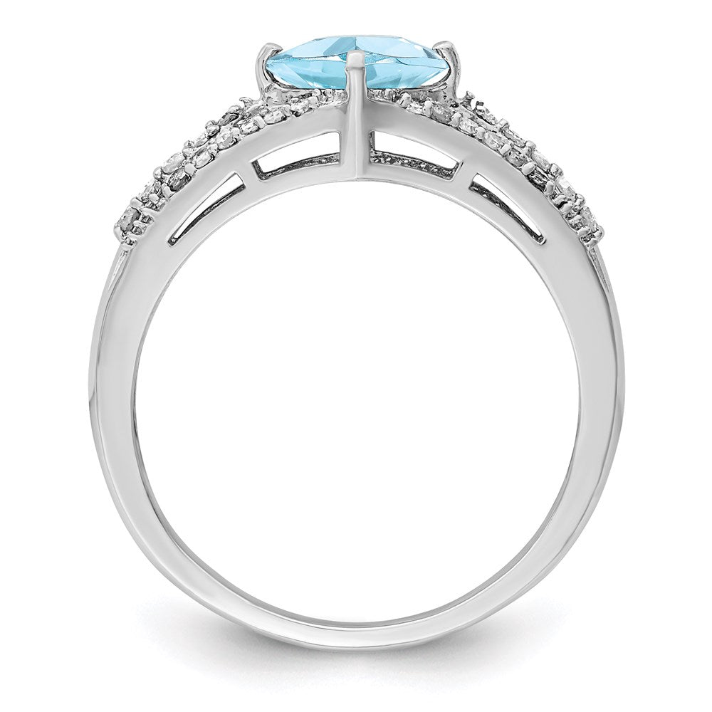 Sterling Silver Rhodium Diam. & Sky Blue Topaz Ring