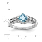 Sterling Silver Rhodium Diam. & Sky Blue Topaz Ring