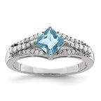 Sterling Silver Rhodium Diam. & Sky Blue Topaz Ring