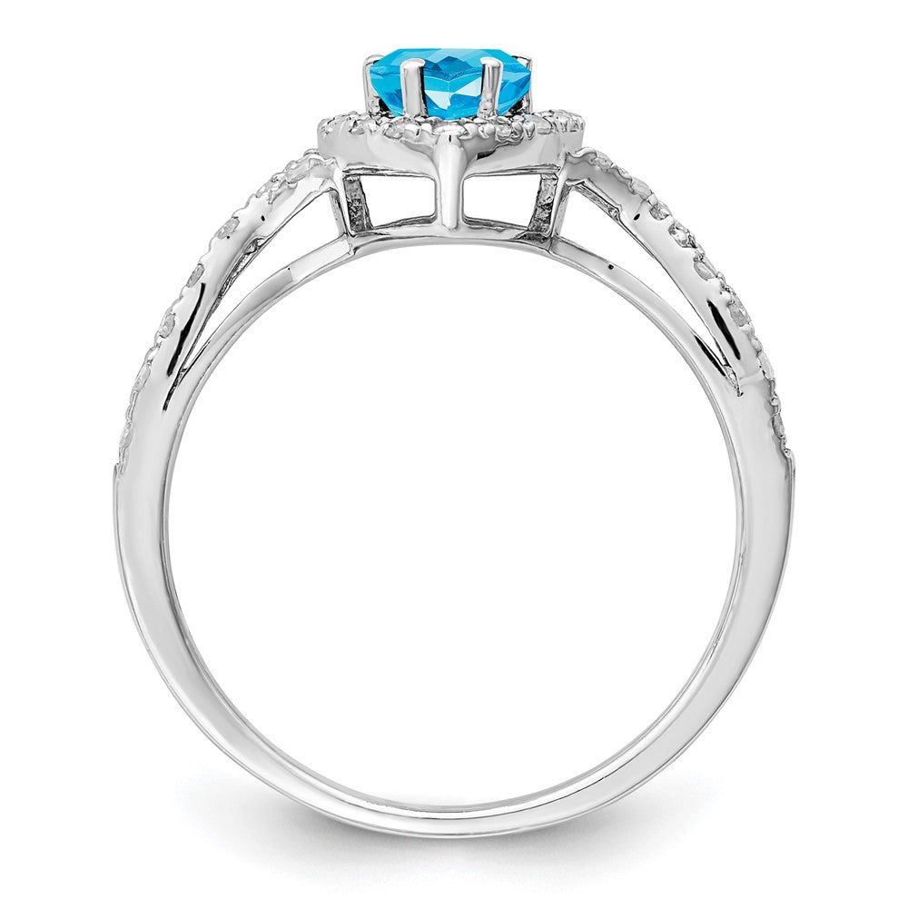 Sterling Silver Rhodium Blue Topaz & Diam. Ring