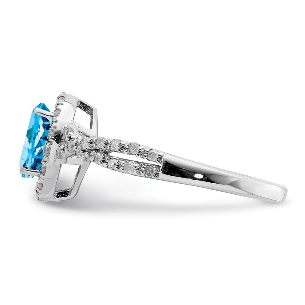 Sterling Silver Rhodium Blue Topaz & Diam. Ring