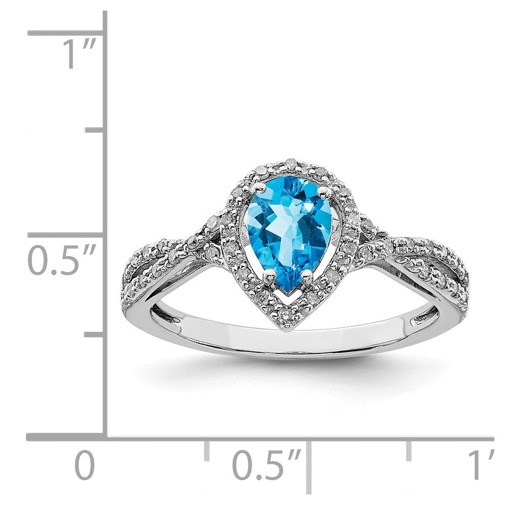 Sterling Silver Rhodium Blue Topaz & Diam. Ring