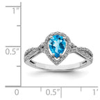 Sterling Silver Rhodium Blue Topaz & Diam. Ring