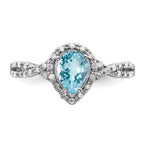 Sterling Silver Rhodium Diam. & Sky Blue Topaz Ring