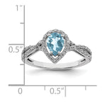 Sterling Silver Rhodium Diam. & Sky Blue Topaz Ring