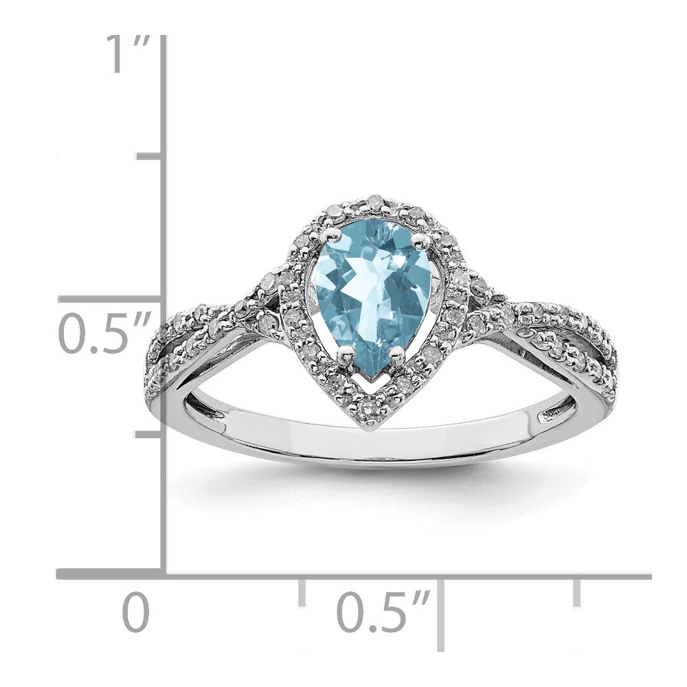 Sterling Silver Rhodium Diam. & Sky Blue Topaz Ring