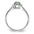 Sterling Silver Rhodium Green Quartz & Diam. Ring