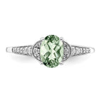 Sterling Silver Rhodium Green Quartz & Diam. Ring
