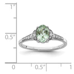Sterling Silver Rhodium Green Quartz & Diam. Ring
