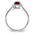 Sterling Silver Rhodium-plated Diamond & Garnet Ring
