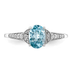 Sterling Silver Rhodium Diam. & Sky Blue Topaz Ring
