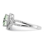 Sterling Silver Rhodium Green Quartz & Diam. Ring