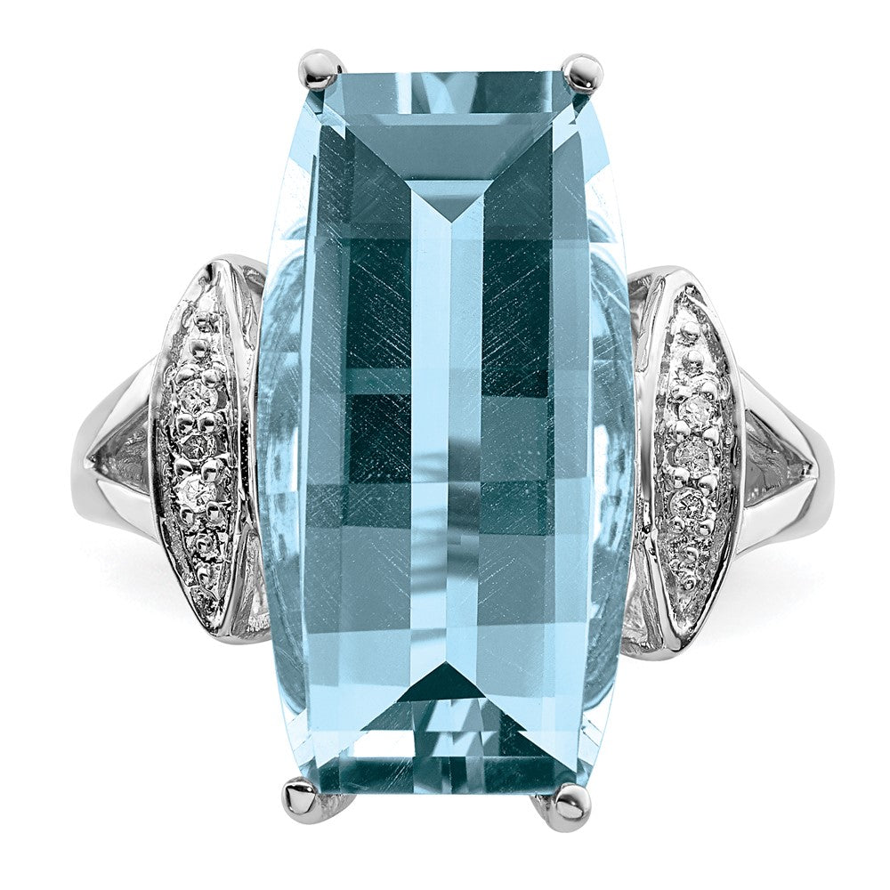 Sterling Silver Rhodium Sky Blue Topaz & Diam. Ring