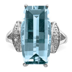 Sterling Silver Rhodium Sky Blue Topaz & Diam. Ring