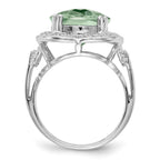 Sterling Silver Rhodium Checker-Cut Green Quartz Ring