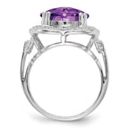 Sterling Silver Rhodium-plated Checker-Cut Amethyst Ring