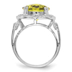 Sterling Silver Rhodium Checker-Cut Lemon Quartz Ring