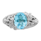 Sterling Silver Rhodium Sky Blue Topaz & Diam. Ring