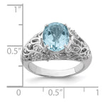 Sterling Silver Rhodium Sky Blue Topaz & Diam. Ring