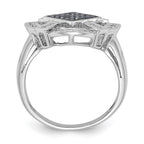 Sterling Silver Polished Black & White Diamond Ring