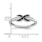 White Night Sterling Silver Rhodium-plated Black and White Diamond Ring
