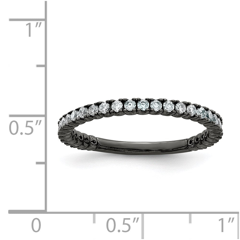 Sterling Shimmer Sterling Silver Black Rhodium-plated 32 Stone CZ Band