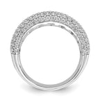 Sterling Silver Pav‚ Rhodium-plated 113 Stone CZ Ring
