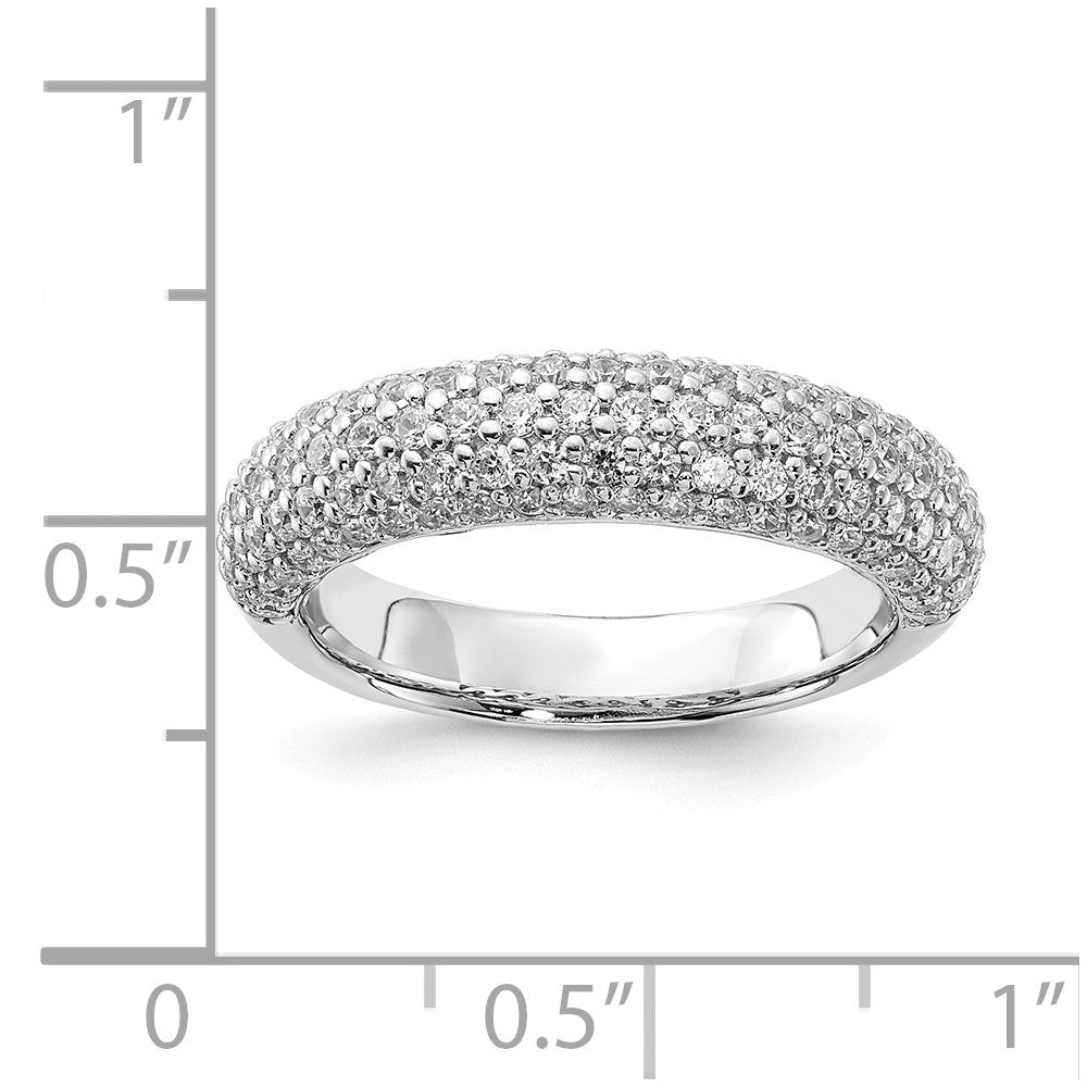 Sterling Silver Pav‚ Rhodium-plated 113 Stone CZ Ring