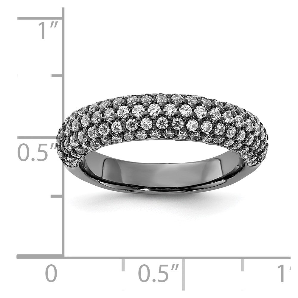 Sterling Silver Pav‚ Ruthenium-plated 113 Stone CZ Ring