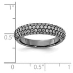 Sterling Silver Pav‚ Ruthenium-plated 113 Stone CZ Ring