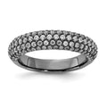 Sterling Silver Pav‚ Ruthenium-plated 113 Stone CZ Ring