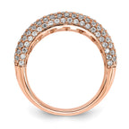 Sterling Silver Pav‚ Rose Gold-plated 113 Stone CZ Ring