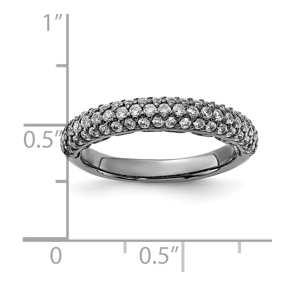 Sterling Silver Pav‚ Ruthenium-plated 61 Stone CZ Ring