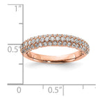Sterling Silver Pav‚ Rose Gold-plated 61 Stone CZ Ring