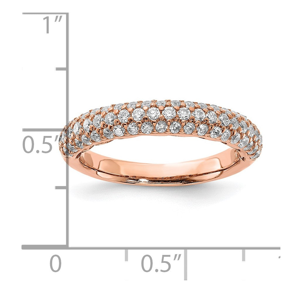 Sterling Silver Pav‚ Rose Gold-plated 61 Stone CZ Ring