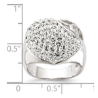 Sterling Silver Rhodium Plated Stellux Crystal Heart Ring