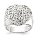 Sterling Silver Rhodium Plated Stellux Crystal Heart Ring