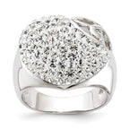 Sterling Silver Rhodium Plated Stellux Crystal Heart Ring