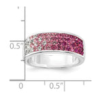 Sterling Silver Stellux Crystal Pink & White Ombre Band Ring