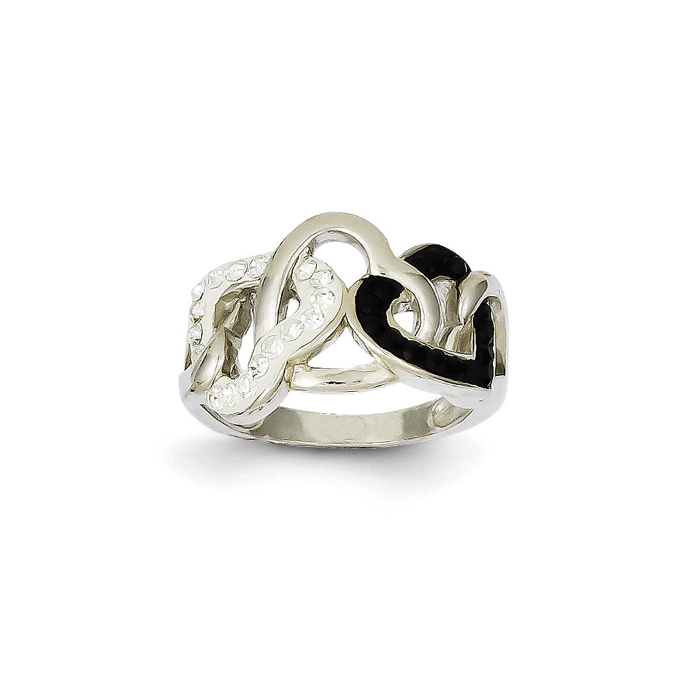 Sterling Silver Rhodium Plated Stellux Crystal Ring